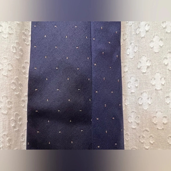 Vintage O.L. Simmons Navy with Orange and White Dots 100% Silk Tie 57"L - Picture 2 of 6